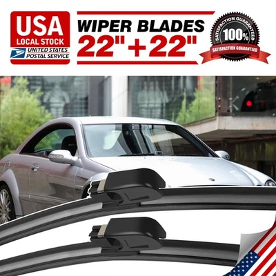 FOR Mercedes-Benz CLK55 AMG CLK63 AMG 03-08 Front Windshield Wiper Blade 22"&22" - Imagem 1 de 4