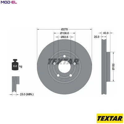 2x BRAKE DISC 92327503 FOR FORD TRANSIT/COURIER/V769/Box/Body/MPV PUMA 1.0L 3cyl - Image 1 of 4