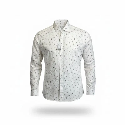 Camisa social Bar Iii masculina slim fit grande 16-16,5 manga longa azul floral - Imagem 1 de 4