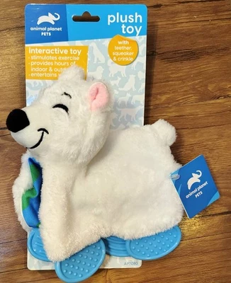 Animal Planet Mascotas Peluche Chirrido Perro Juguete Arrugado Mordedor Husky Oso Polar Foto 1 de 4