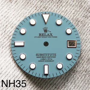 Dial Maker -  Matte Blue Relax Dial With Silver Indices BGW9  For Seiko mod - Picture 1 of 4