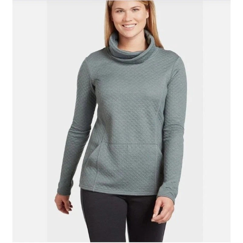 Sudadera Kuhl Athena Acolchada Cuello Capucha Talla Mediana Mezcla Lana Azul Gris  Foto 1 de 4