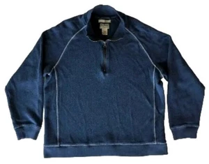 LL Bean Sweater Men's STONECOAST 1/4 Zip Pullover L/S Mock Neck Blue Sz LARGE   - Picture 1 of 5