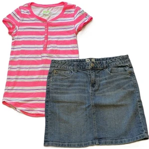 P.S. from Aéropostale Two Piece Tee Shirt& Denim Jean Skirt Size XL 14 - Picture 1 of 6