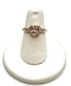 10k Rose Gold Morganite & Diamond Ring Sz 6 - Picture 1 of 4