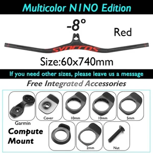 Carbon Fiber Mountain BMX Bike Integrated Handlebar with Stem -8/-17/-25 Degree - Picture 1 of 42