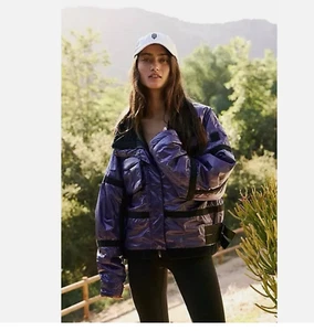 NWOT Free People FP MOVEMENT Vagabond Fleece Bomber $248 Purple Medium - Picture 1 of 6