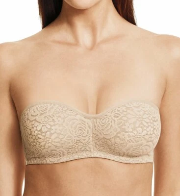 WACOAL 36B #854205 HALO LACE STRAPLESS CONVERTIBLE UNDERWIRE  BRA, Nude, NWT - Image 1 of 4