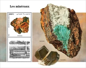 Minerals Orthoclase Aurichalcite Tourmaline MNH Stamps 2022 Djibouti S/S - Picture 1 of 1