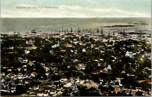 Honolulu and Bay from Punch Bowl Hawaii Postcard - Picture 1 of 2