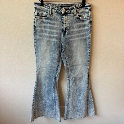 Flying Monkey High Rise Super Flare Jeans Womens 30 W30xL31 Acid Wash Distressed - Image 1 of 4