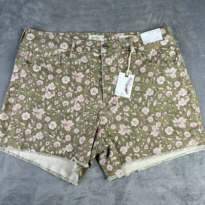 Pantalón Corto Jessica Simpson Infinite Cintura Alta Mujer 16W Verde Rosa Floral NUEVO $59 Foto 1 de 4