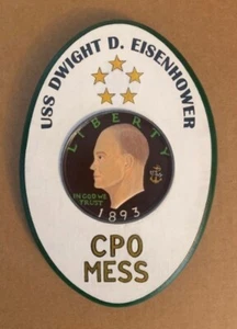 USS DWIGHT D. EISENHOWER CPO Mess 8" Navy Chief Plaque Hand-Painted Military Art - Picture 1 of 4