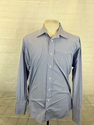 Burberry Men's Blue Plaid Cotton Dress Shirt 16 - 33 $495 - Image 1 of 4