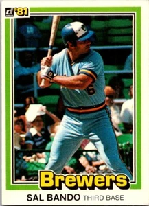 Sal Bando Third Base Milwaukee Brewers Donruss First Edition 1981 Card 84 - Picture 1 of 2