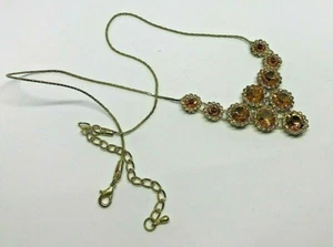 Vintage Gold Metal Amber Colour Crystal Necklace/Pendant 1980' - Picture 1 of 5