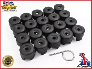 WHEEL NUT COVERS FOR VW TRANSPORTER T5 T5.5 2003-2015 BOLT CAPS 19mm BLACK TOOL - Picture 1 of 10