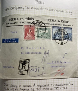1930 Istanbul Turkey Commercial Airmail Cover To Vienna Austria Tax Stamp - Picture 1 of 3