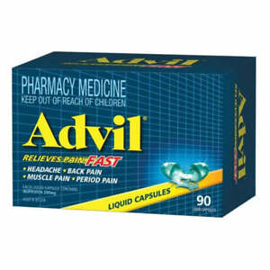 Advil Ibuprofen 200mg Liquid Capsules Quickly Relieves Pain Fast 90 Pack