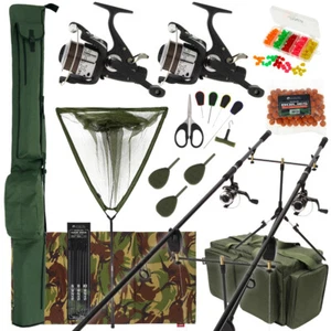 Complete Carp Fishing 2 Rod Set Up Reels With Carryall Holdall Pod Alarm Tackle - Picture 1 of 11