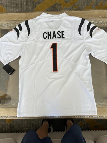JaMarr Chase Jersey NEW Mens Large Super Bowl Patch White Cincinnati Bengals Cover
