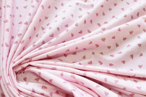 Jersey 3,80€/m² Singlejersey rosa mit Herzen BIO-Baumwolle KA12 - Bild 1 von 2