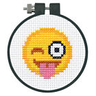 Dimensions Counted Cross Stitch Kit with Hoop: Tongue Out Emoji