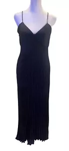 Cabernet Black Gown Small Accordion Pleats Spaghetti Strap Full Length Polyester - Picture 1 of 12