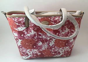 Coach Cora geprägte Lederhandtasche Beuteltasche Blumenmuster 13" NEU - Bild 1 von 14