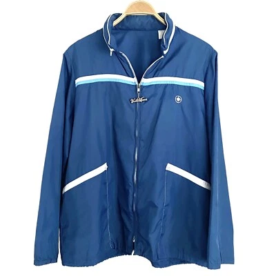 Chaqueta cortavientos Weather Tamer XXL de colección rayas azules lluvia con capucha con cremallera •DEFECTO• Foto 1 de 4