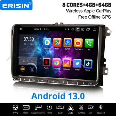 64GB Android 13 Autoradio Navi Für VW Caddy Amarok T6 Polo 6R Crafter Skoda Yeti - Bild 1 von 4