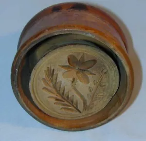 Large Primitive Lathe Turned Flower & Fern Butter Mold - Picture 1 of 4