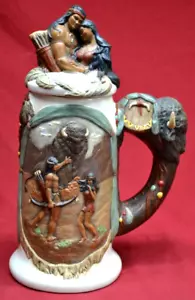 Vintage RAR Keramik Stein Indianer Büffel Worriers Handarbeit - Bild 1 von 19