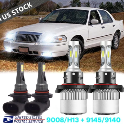 Faros LED Hi-Lo para Mercury Grand Marquis 2006-2011 - 4 piezas + bombillas antiniebla Foto 1 de 4