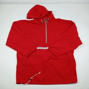 WOOLRICH 1/2 Zip Hooded Anorak Jacket Unlined Men's Size Medium Red - Picture 1 of 5