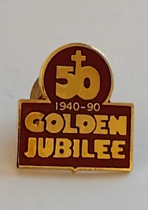 50 Years 1940-1990 Golden Jubilee Lapel Tack Pin - Picture 1 of 5