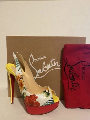 NUEVO EN CAJA Christian Louboutin Hawaii Dama Punta abierta Eslinga Espalda Zapatos de salón 37.5EU - 7US Foto 1 de 4