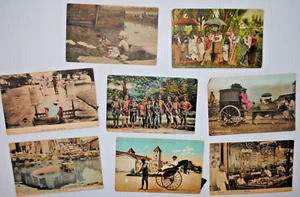 8 cartoline a colori Filippine, 1909, 1 con francobollo 2c. sultana, bagobo, risciò, quile - Foto 1 di 2
