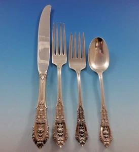 Rose Point by Wallace Sterling Silver Flatware Set Service 24 Pieces - Picture 1 of 3