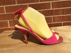 Kate Spade pink Slingback High Heel Sandals  with back bow Italy US Size 10 B - Picture 1 of 12