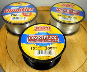Posten 2 neue & 1 offene Zebco Omniflex monofile Angelschnur 4/15/20 Pfund spulen - Bild 1 von 8