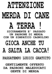 1 STAMPA 20X30 30X40 CM CARTELLO ATTENZIONE CACCA DI CANE MERD  DIVERTENTE - Imagen 1 de 1