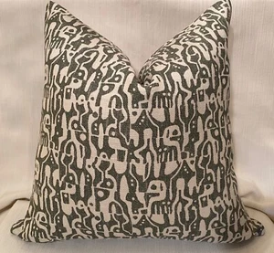 20”sq KERRY JOYCE 1055-44 Glyph 100% Irish Linen Fabric Custom PILLOW COVER - Picture 1 of 24