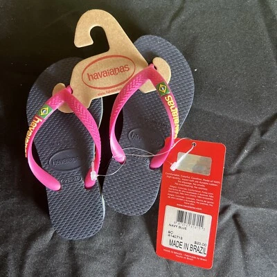 Chanclas Havaianas, niños pequeños, talla 9c, azul marino y rosa nuevas con etiquetas Foto 1 de 2