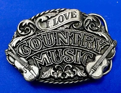 I LOVE COUNTRY MUSIC Música Folclórica Americana De Colección 1986 Siskiyou Hebilla de Cinturón E-80 Foto 1 de 4