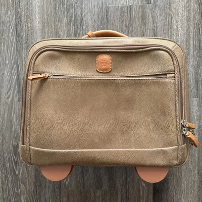 Bric's Life 15" Bolsa Tote Rolante Estojo Piloto Bagagem Couro Pebbles Cor Camelo - Imagem 1 de 4