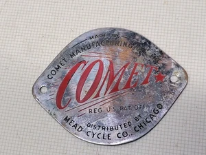 Vintage Comet Motor Scooter Head Badge Mead Cycle Co. Cushman - Picture 1 of 7