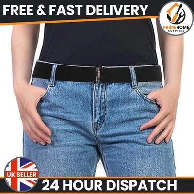Women Invisible Elastic Belt No-Show Belt with Flat Buckle  for Jeans Dress - Image 1 of 4