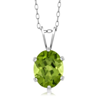 Collar colgante de peridoto de 2,00 quilates para mujer | Plata de ley 925 | Piedras preciosas Foto 1 de 4