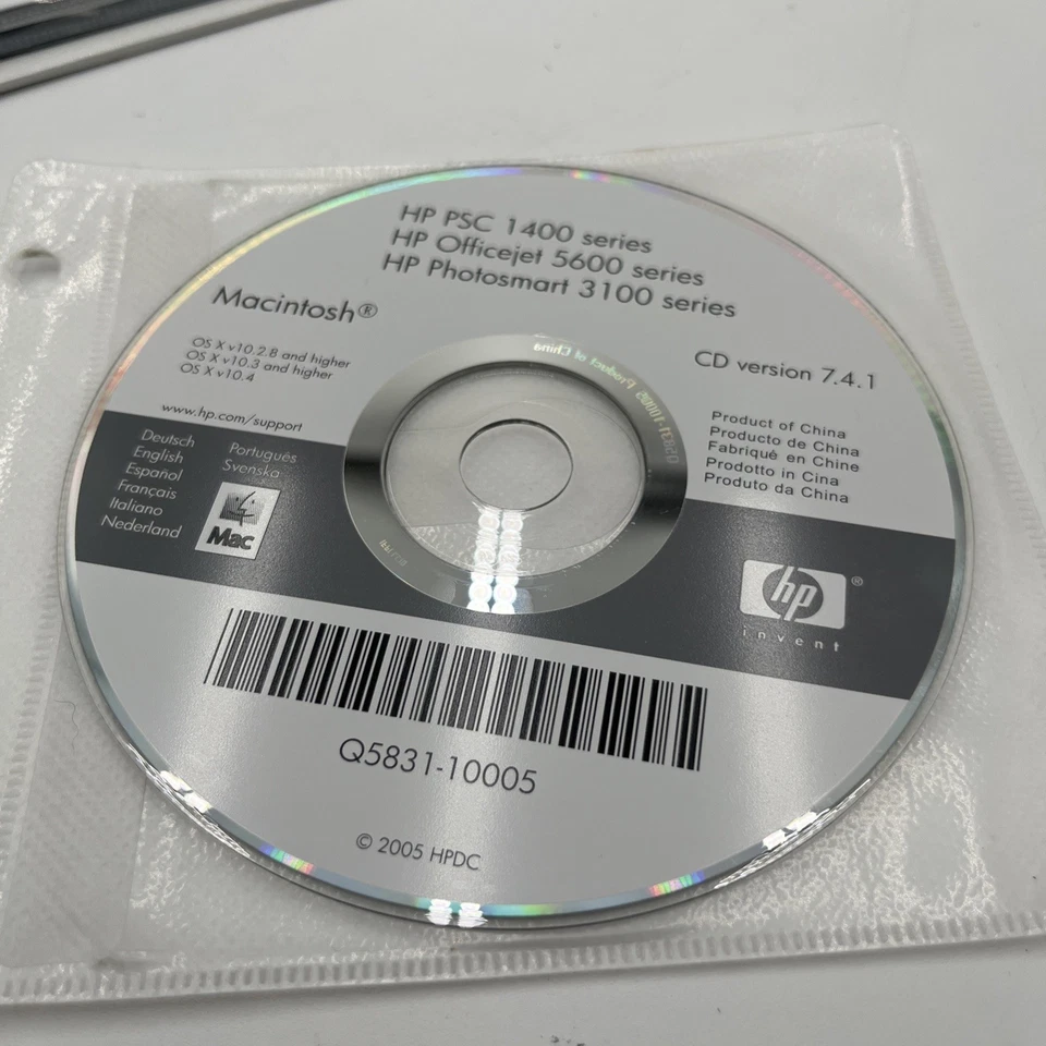 HP PSC 1400, 1500,1600 Series All In One Printer Driver Disc Mac OS Xv10.28-10.4 - Image 1 of 4